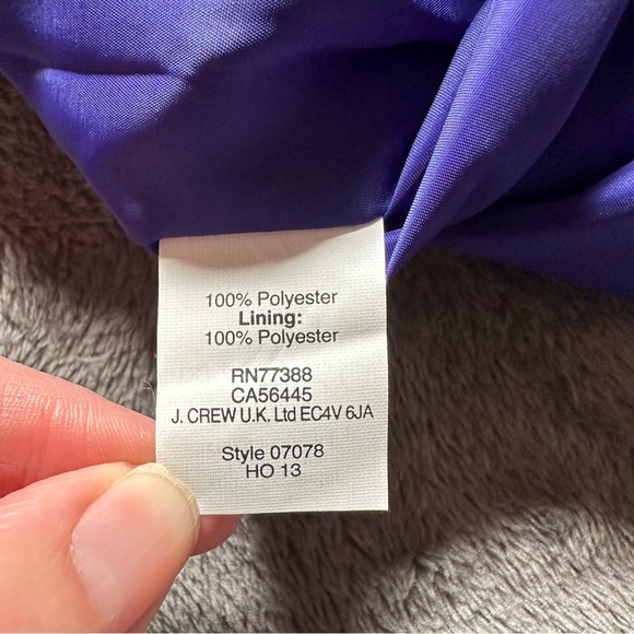 J. CREW CUT AWAY‎ STYLE DRESS 07078  BYZANTINE PURPLE SIZE 12 NWT - Picture 8 of 11